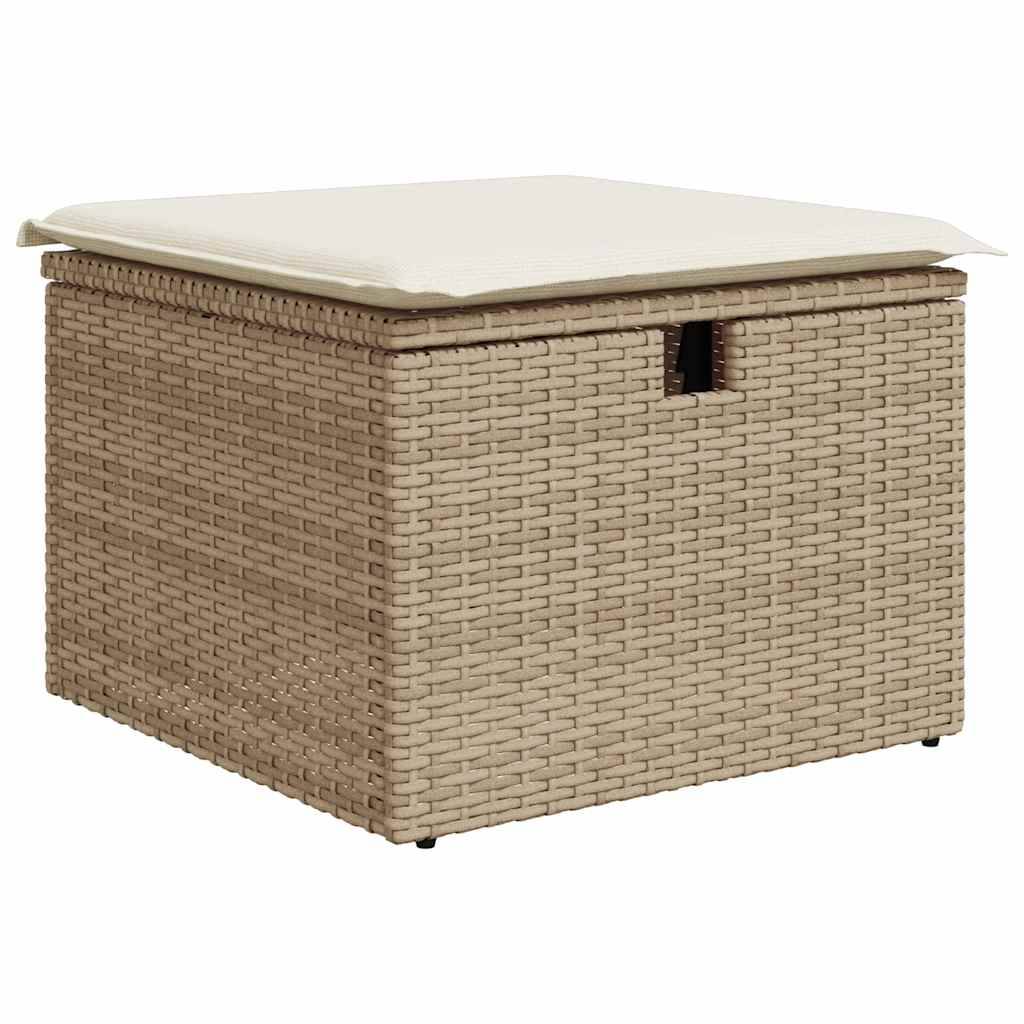 vidaXL 2-tlg. Garten-Sofagarnitur mit Kissen Beige Poly Rattan Akazie