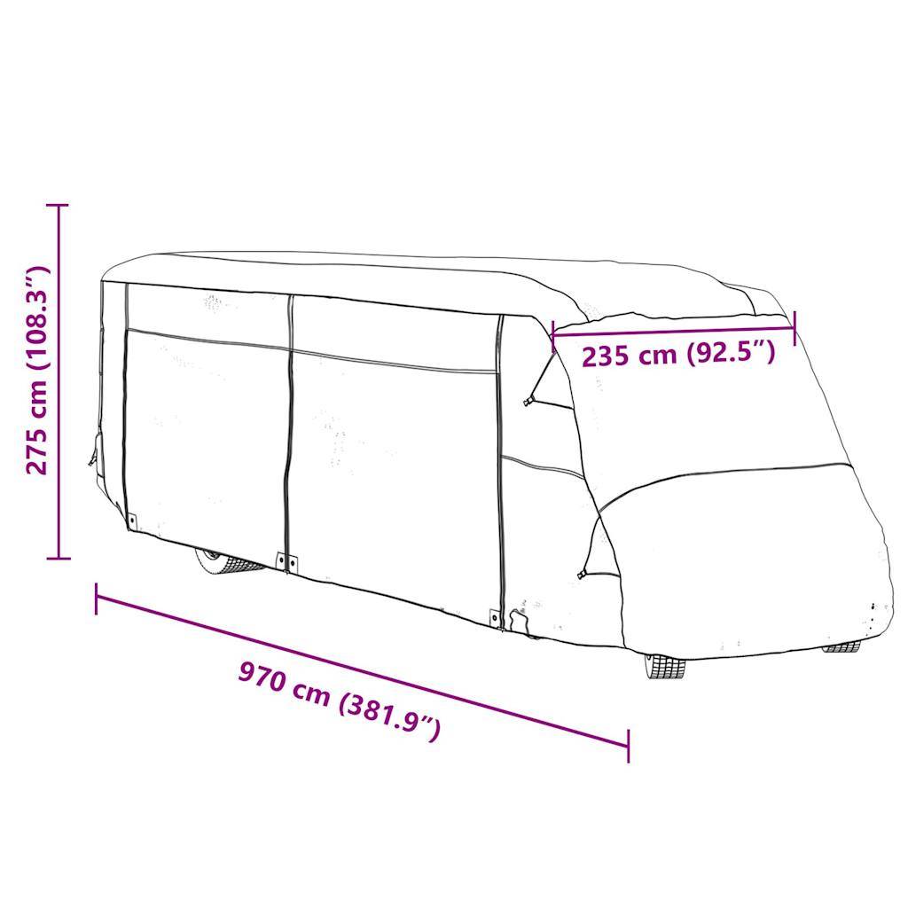 vidaXL Schutzhülle für Wohnmobil Grau 970x235x275 cm Vliesstoff