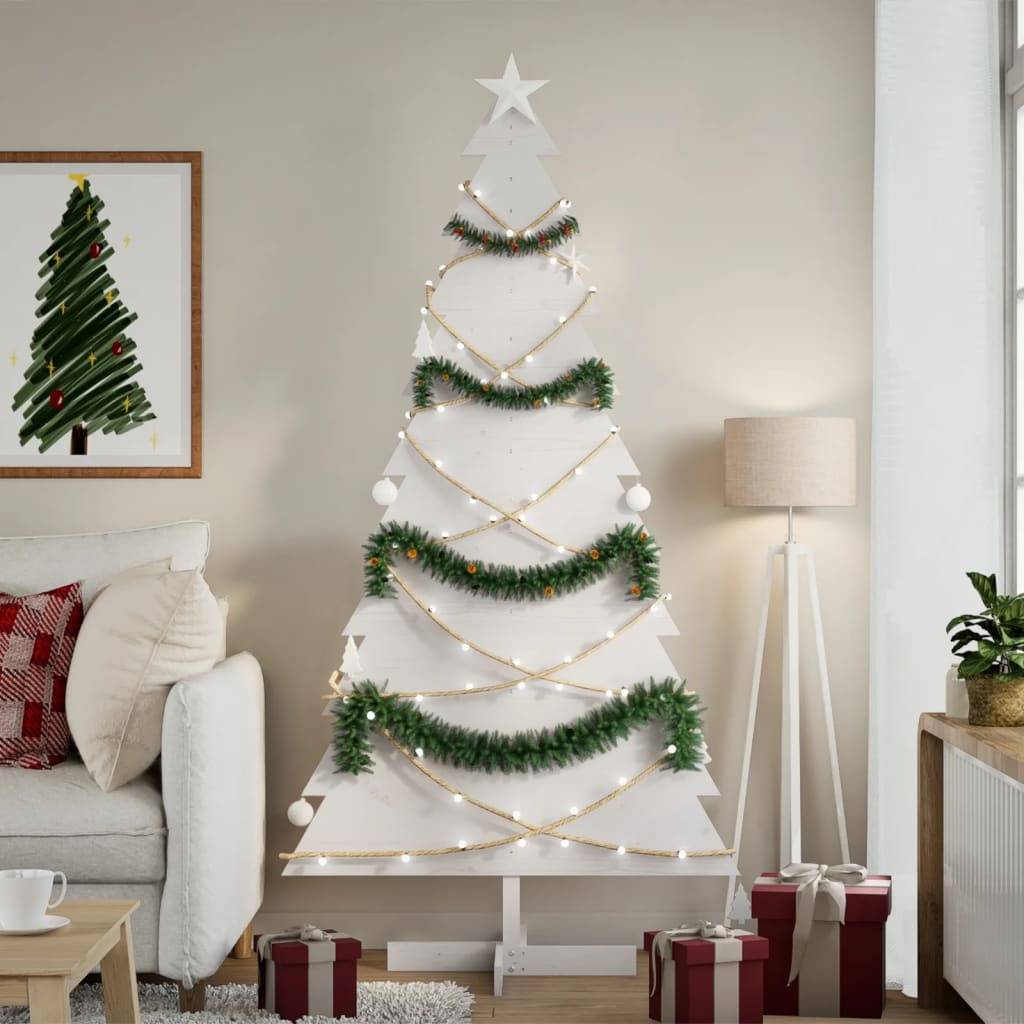 vidaXL Weihnachtsbaum zum Schmücken Weiß 180 cm Massivholz Kiefer