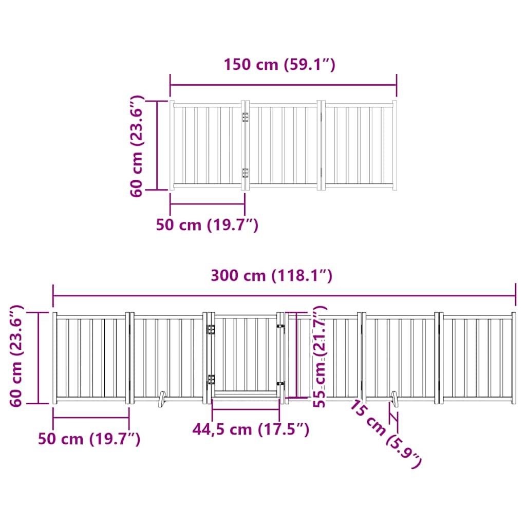 vidaXL 12-tlg. Hundetor mit Tür Faltbar Braun 600 cm Pappelholz