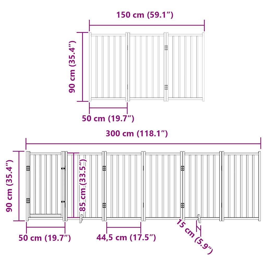 vidaXL 12-tlg. Hundetor mit Tür Faltbar Braun 600 cm Pappelholz