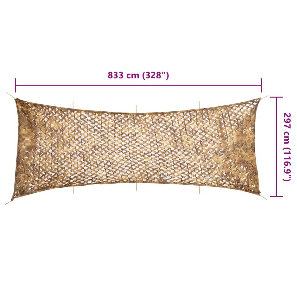 vidaXL Tarnnetz mit Aufbewahrungstasche 833x297 cm Sandfarbe