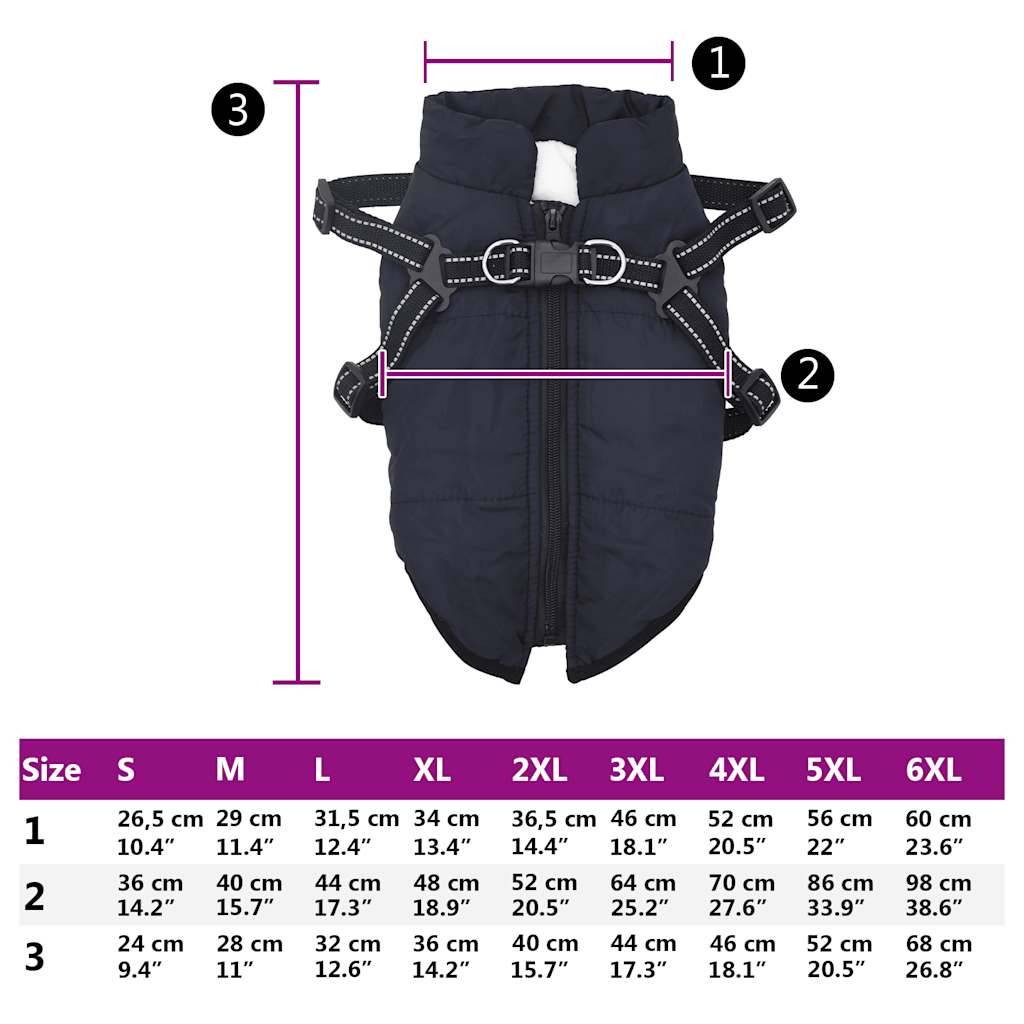 vidaXL Hundemantel mit Geschirr Wasserdicht Marineblau XL