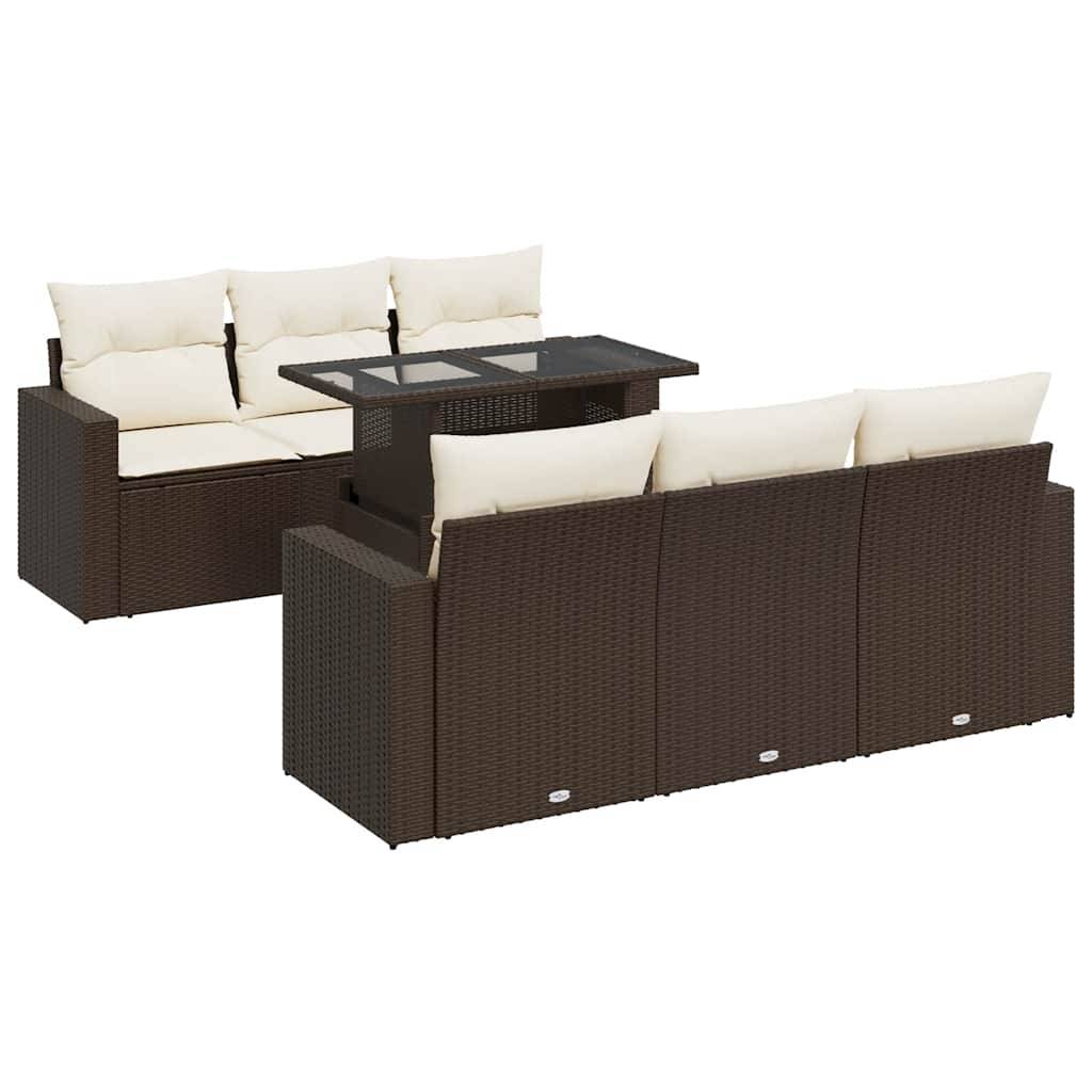 vidaXL 7-tlg. Garten-Sofagarnitur mit Kissen Braun Poly Rattan