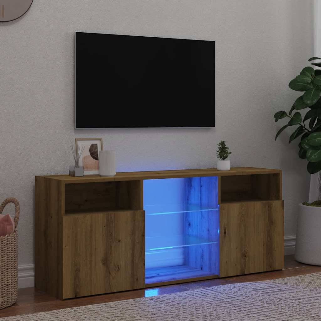 vidaXL TV-Schrank mit LED-Leuchten Artisan-Eiche 120x30x50 cm