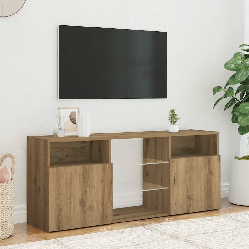 vidaXL TV-Schrank mit LED-Leuchten Artisan-Eiche 120x30x50 cm