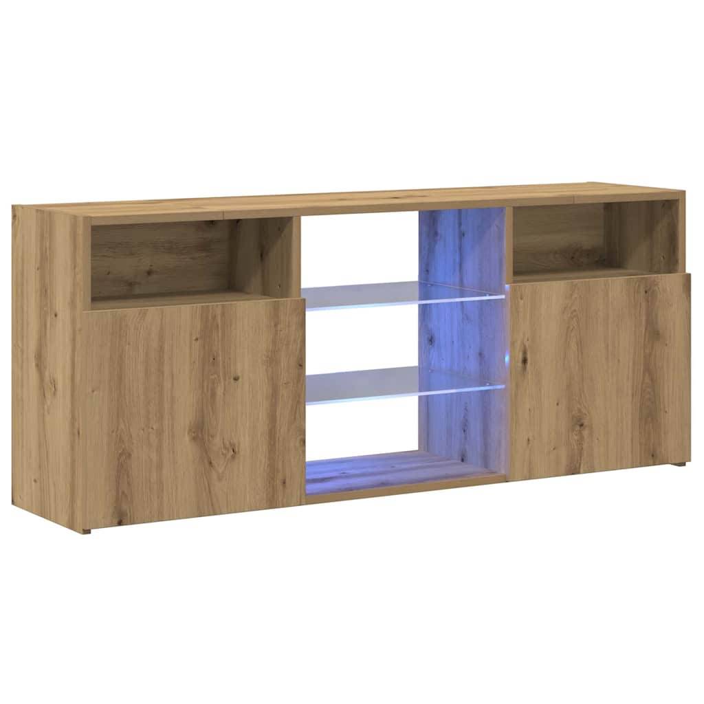 vidaXL TV-Schrank mit LED-Leuchten Artisan-Eiche 120x30x50 cm