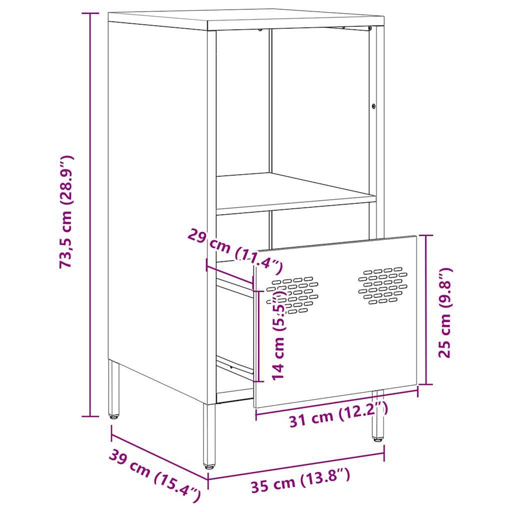 vidaXL Sideboard Schwarz 35x39x73,5 cm Kaltgewalzter Stahl
