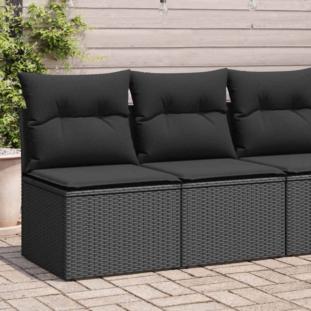 vidaXL 2-tlg. Garten-Sofagarnitur mit Kissen Schwarz Poly Rattan