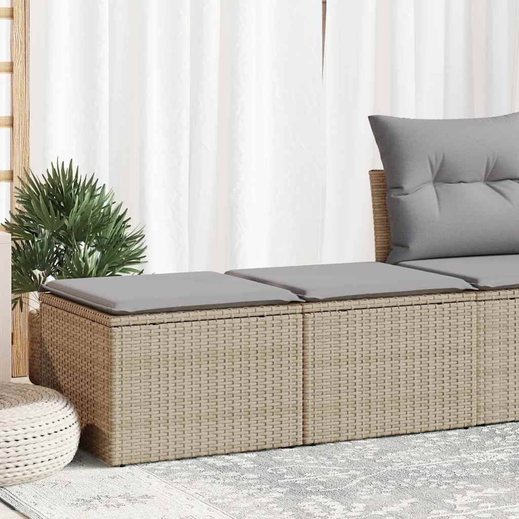 vidaXL 2-tlg. Garten-Sofagarnitur mit Kissen Beige Poly Rattan Akazie