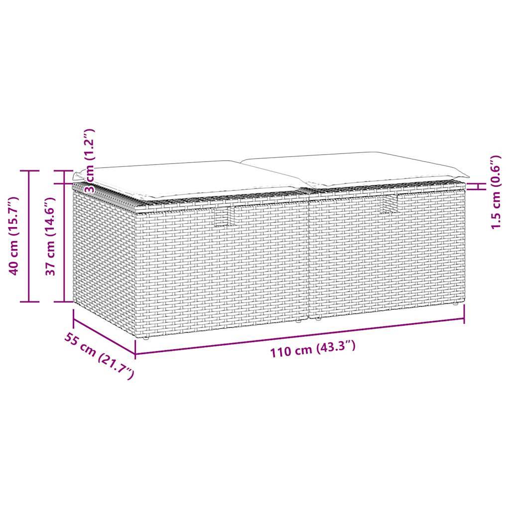 vidaXL 2-tlg. Garten-Sofagarnitur mit Kissen Schwarz Poly Rattan