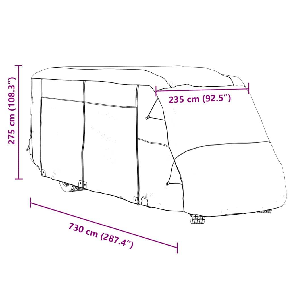 vidaXL Schutzhülle für Wohnmobil Grau 730x235x275 cm Vliesstoff