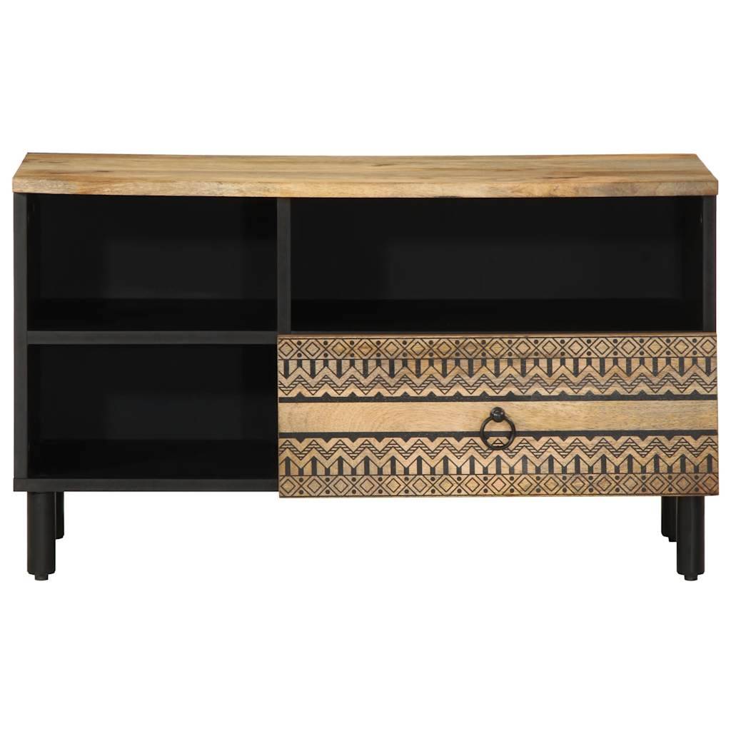 vidaXL TV-Schrank Schwarz 80x33,5x46 cm Raues Mangoholz