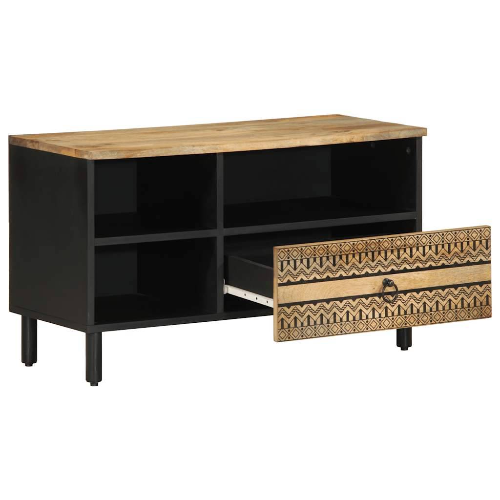 vidaXL TV-Schrank Schwarz 80x33,5x46 cm Raues Mangoholz