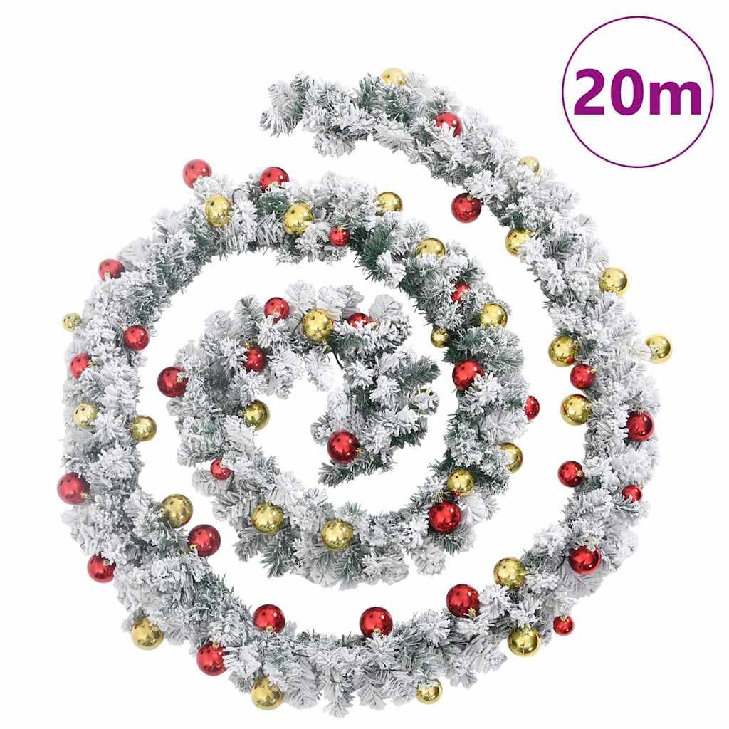 vidaXL Weihnachtsgirlande mit Kugeln und LED-Leuchten Grün 20 m PVC