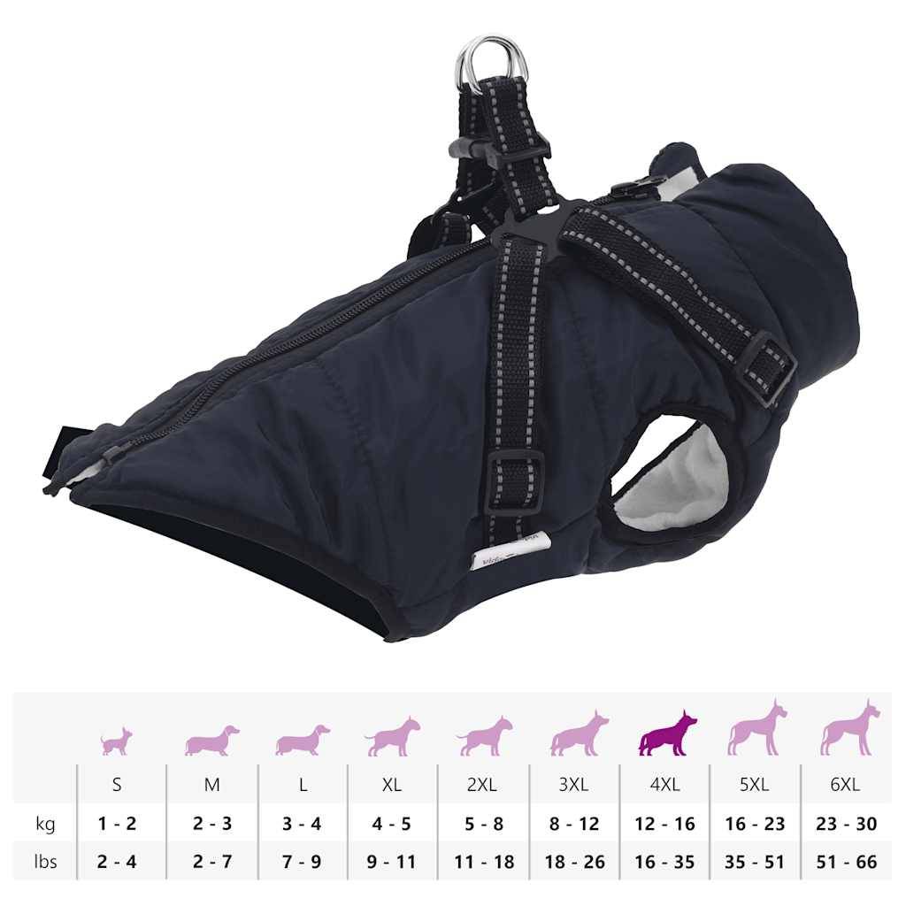 vidaXL Hundemantel mit Geschirr Wasserdicht Reflektierend Marineblau S