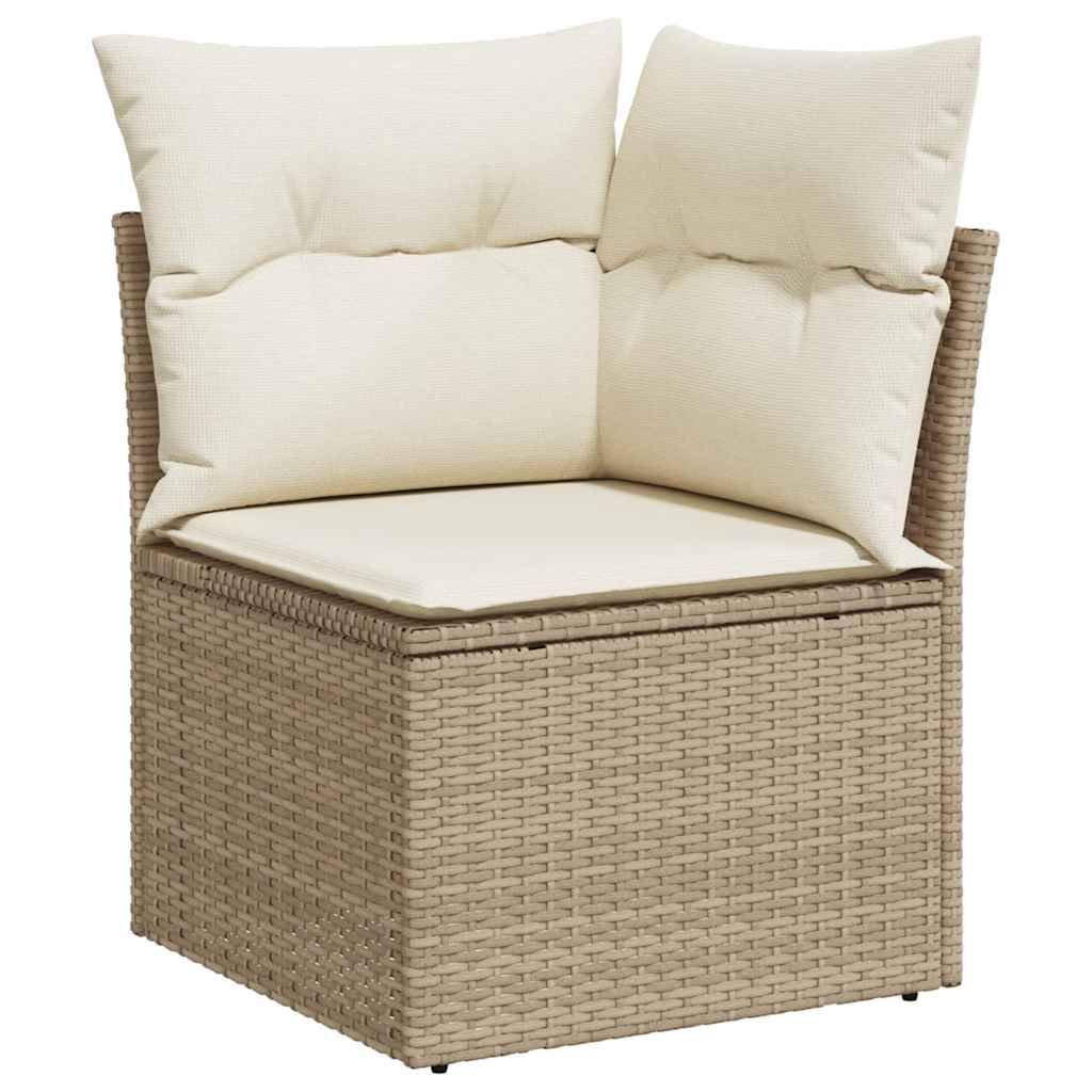 vidaXL 5-tlg. Garten-Sofagarnitur mit Kissen Beige Poly Rattan Akazie