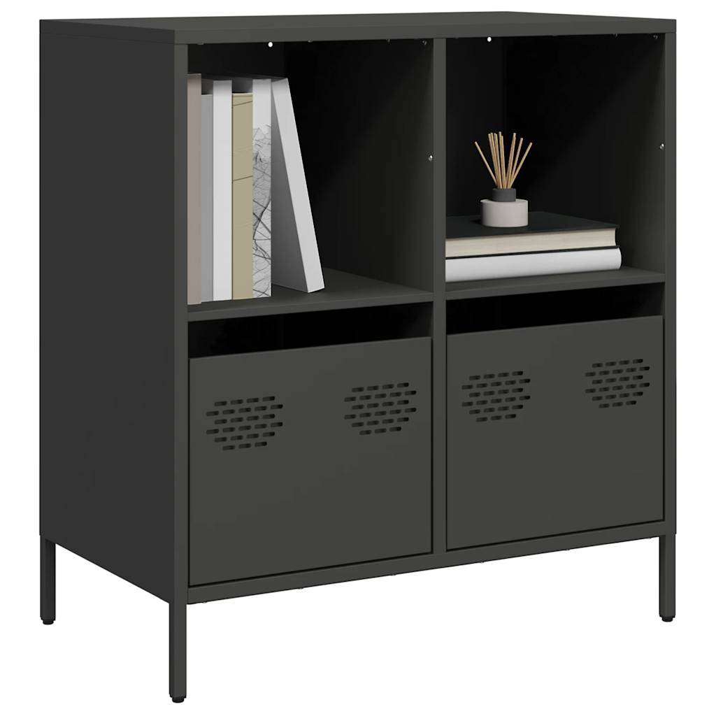 vidaXL Sideboard Schwarz 68x39x73,5 cm Kaltgewalzter Stahl
