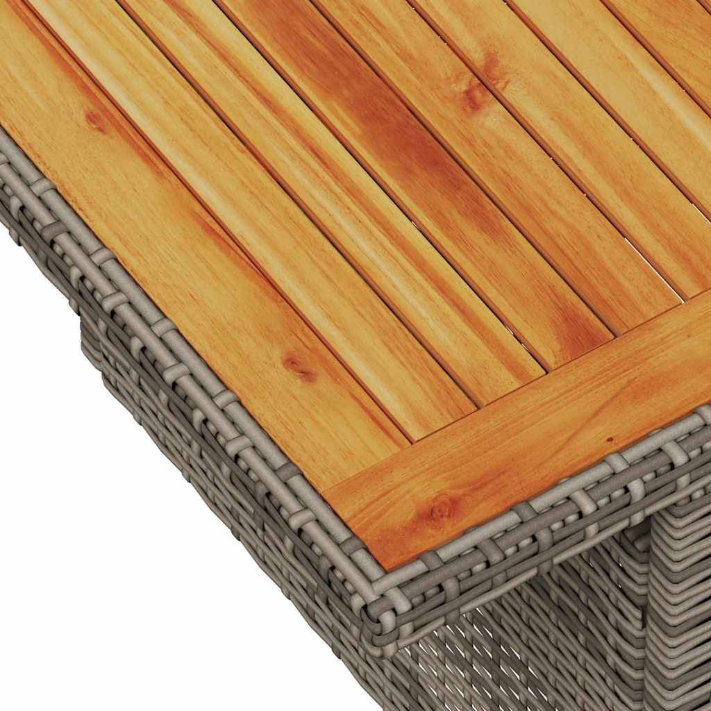 vidaXL 7-tlg. Garten-Sofagarnitur mit Kissen Grau Poly Rattan Akazie