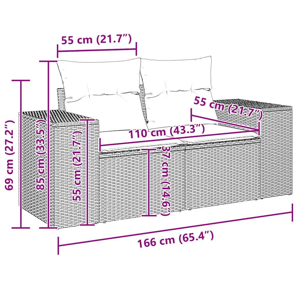 vidaXL 6-tlg. Garten-Sofagarnitur mit Kissen Grau Poly Rattan