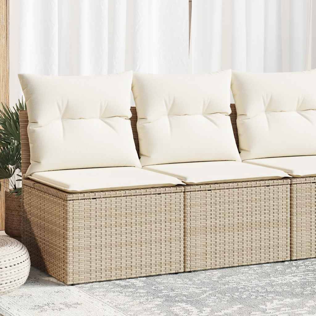 vidaXL 2-tlg. Garten-Sofagarnitur mit Kissen Beige Poly Rattan Akazie