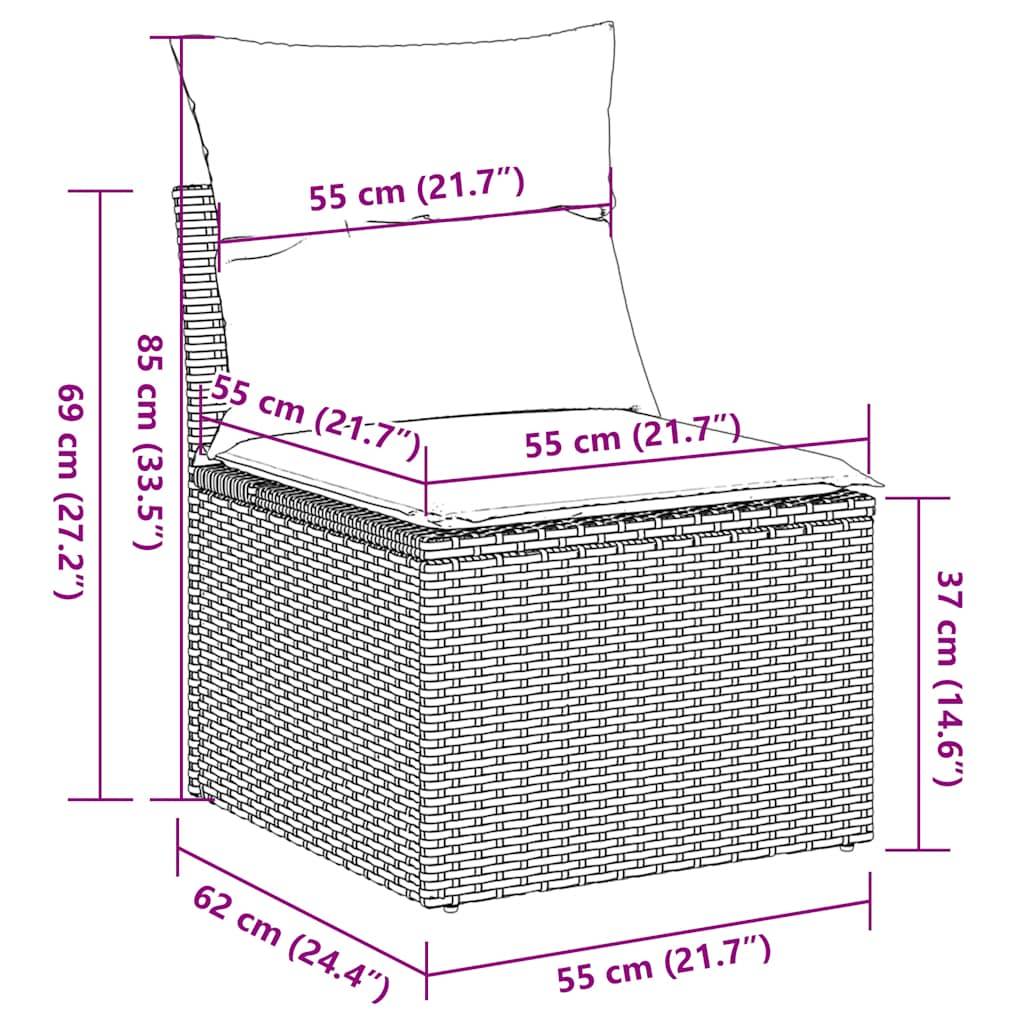 vidaXL 6-tlg. Garten-Sofagarnitur mit Kissen Beige Poly Rattan Akazie