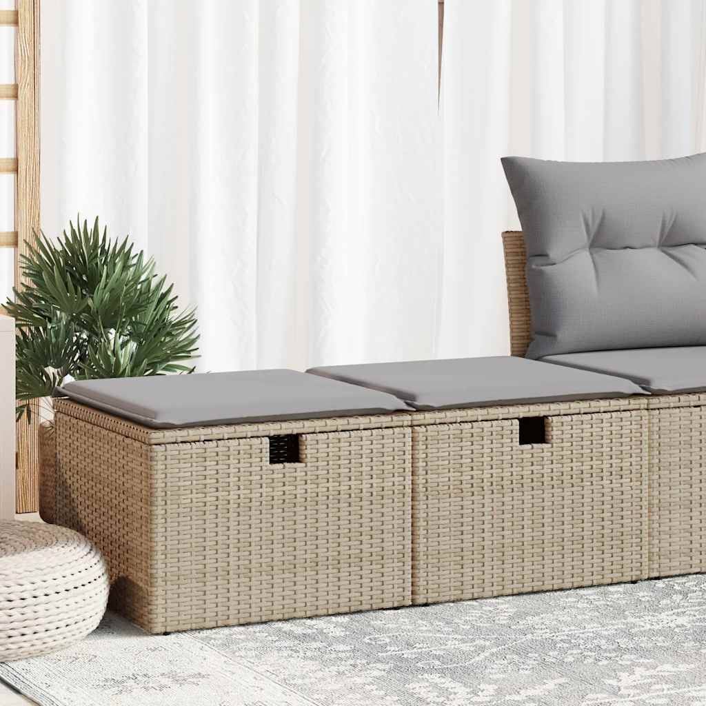 vidaXL 2-tlg. Garten-Sofagarnitur mit Kissen Beige Poly Rattan Akazie