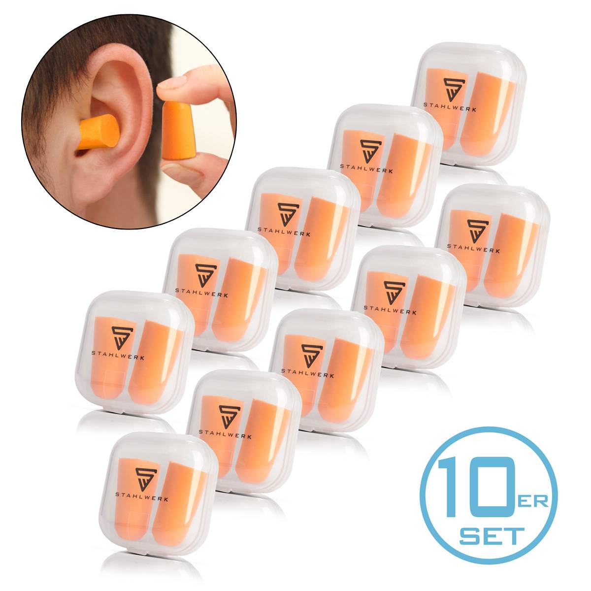STAHLWERK Ohrstöpsel 10 Paar Gehörschutz PSA mit praktischer Transportbox