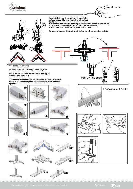 Spectrum LED Endkappe für 3-Phasen Schienensystem Leuchten Strahler IP20 Weiß