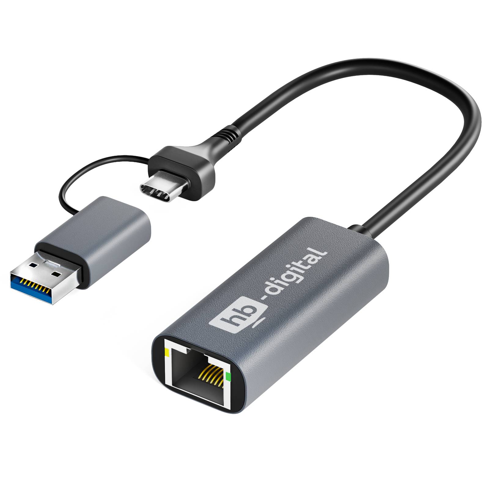 hb-digital USB-C® auf Ethernet Adapter mit USB 3.0