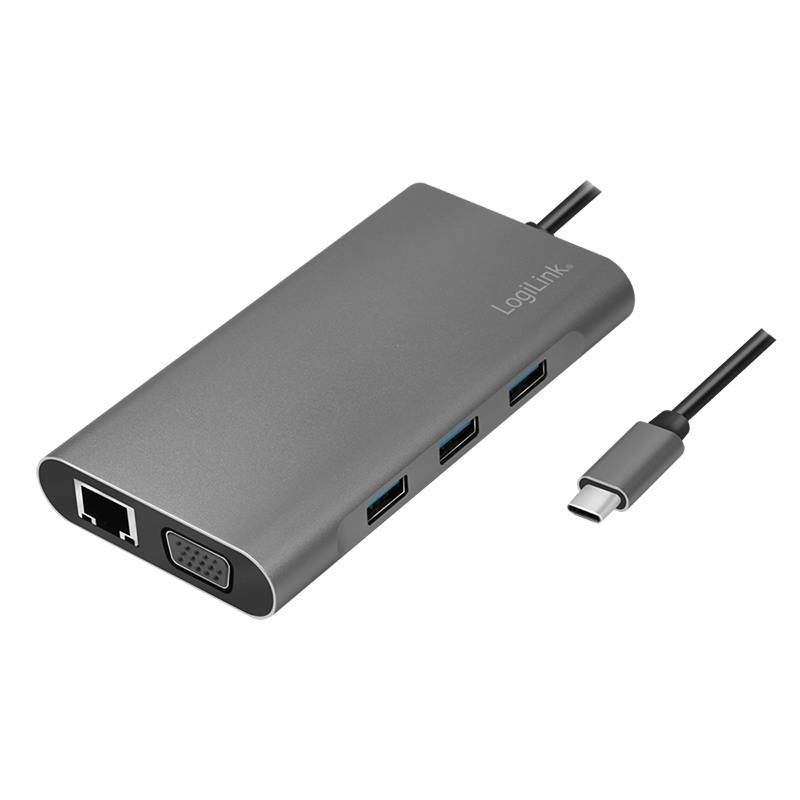 Logilink Dockingstation USB 3.2 Gen1,USB-C, 10-Port,PD,silb. Multimedia-Technik