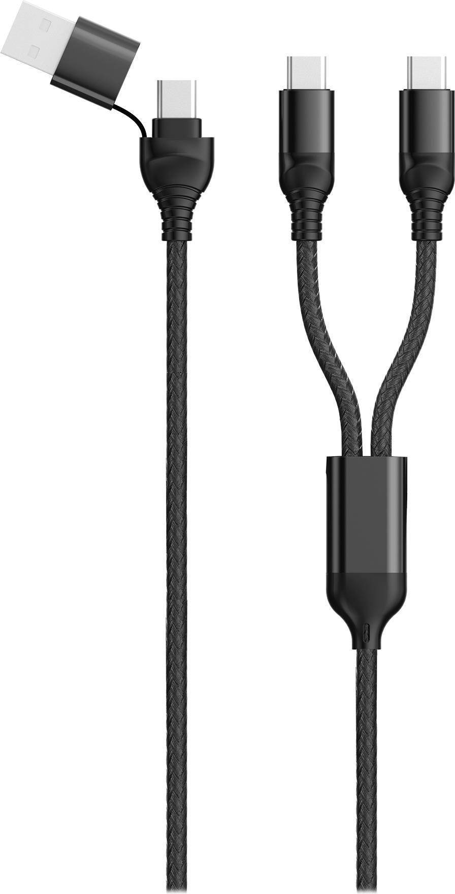 2GO USB / Type C Ladekabel DUO 2x USB-C Nylon 1,2m schwarz Multimedia-Technik Apple Zubehör