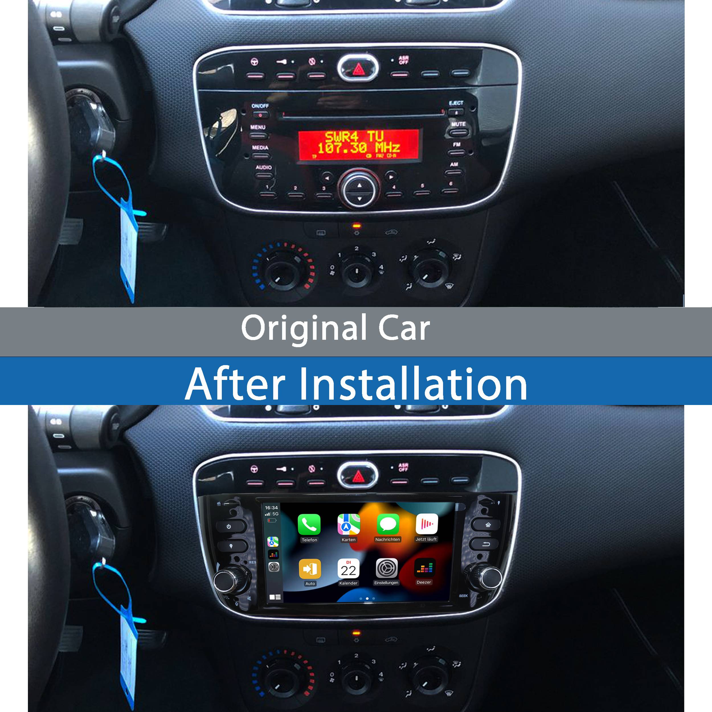 Für Fiat Punto 7" Touchscreen Android Autoradio GPS Navigation CarPlay