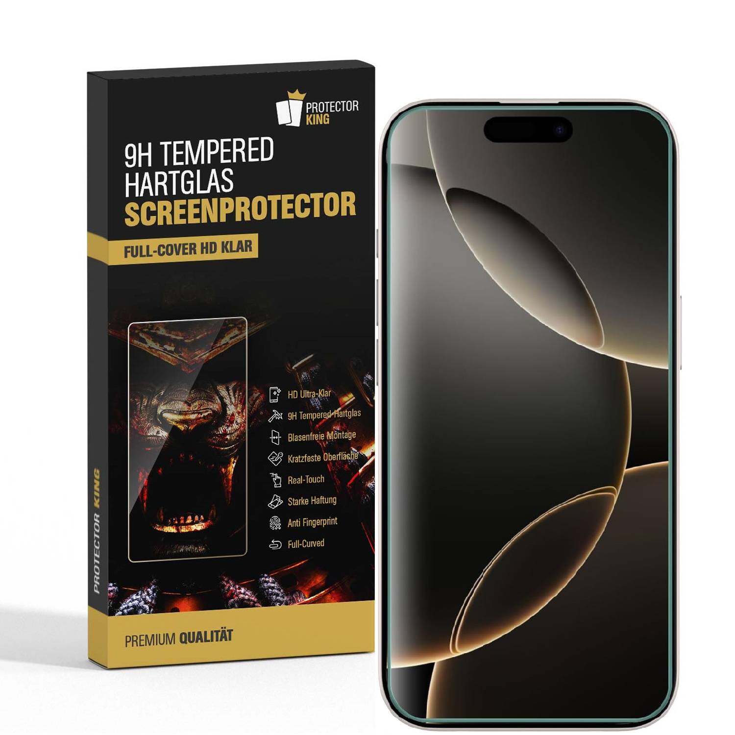 4x 9H Panzerglas für iPhone 16 Pro 3D A++ KLAR EXTREM HART echtes Tempered Glass Panzerfolie Displayschutz Schutzglas Hartglas Schutzfolie
