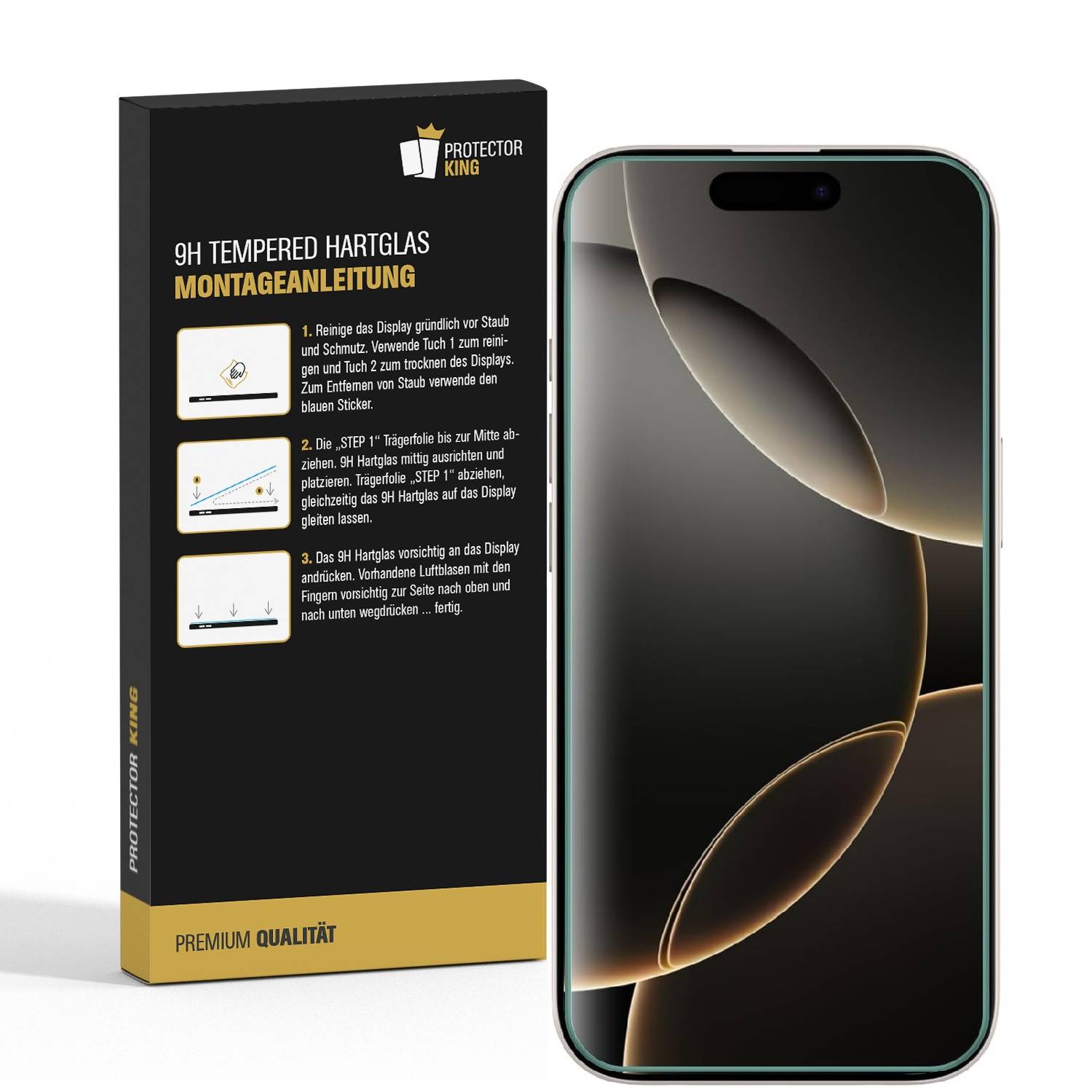 3x 9H Panzerglas für iPhone 16 Pro 3D A++ KLAR EXTREM HART echtes Tempered Glass Panzerfolie Displayschutz Schutzglas Hartglas Schutzfolie