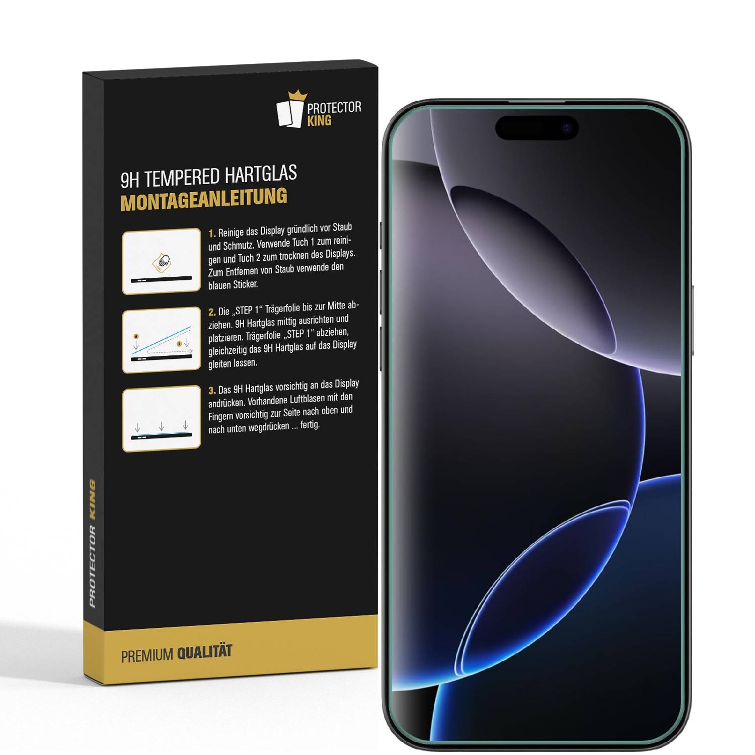 1x 9H Panzerglas für iPhone 16 Pro Max 3D A++ KLAR EXTREM HART echtes Tempered Glass Panzerfolie Displayschutz Schutzglas Hartglas Schutzfolie