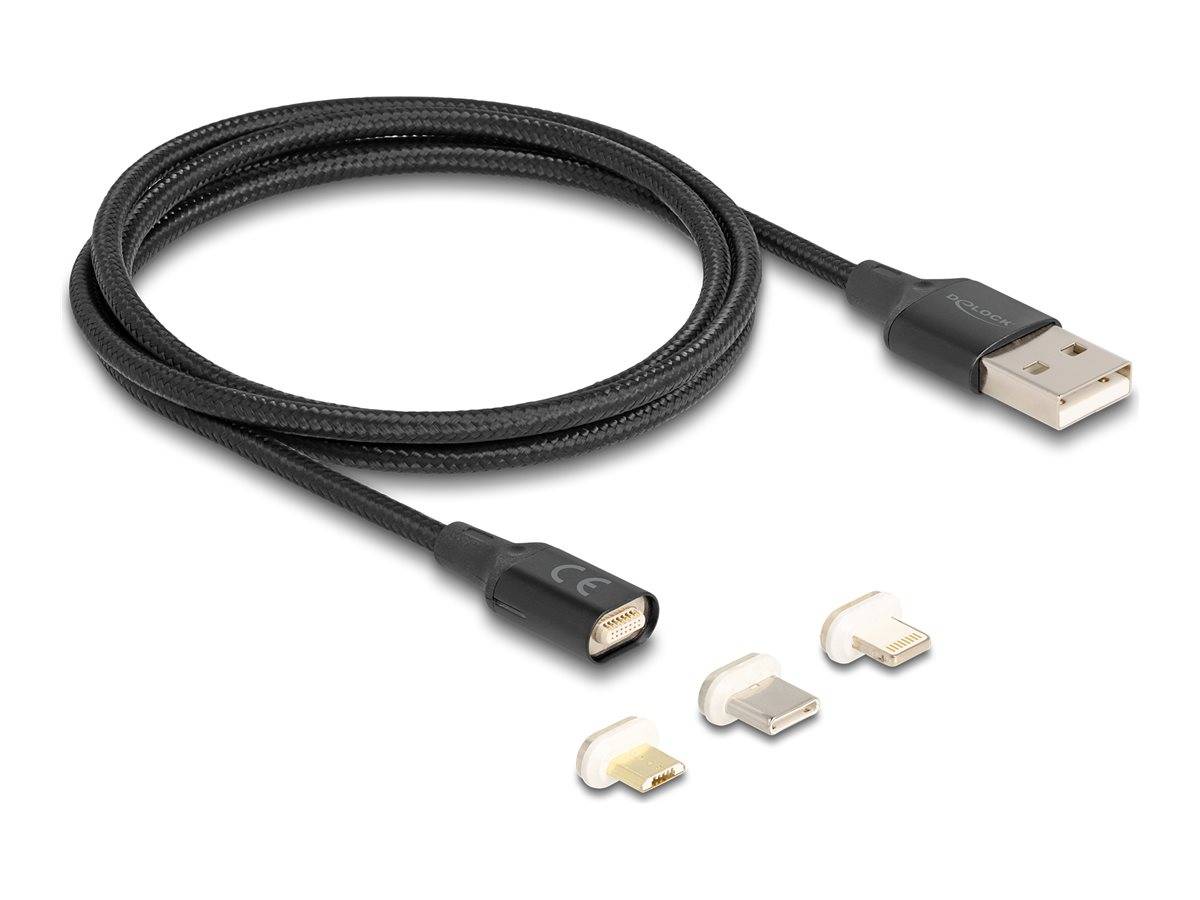 Delock - USB-Ladeadaptersatz - USB (M) zu Lightning, Micro-USB Typ B, 24 pin USB-C (M)
