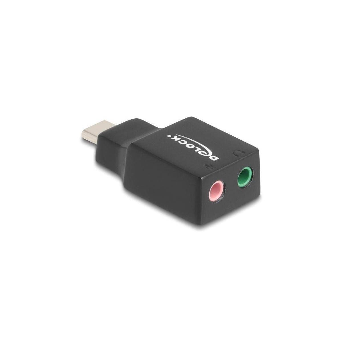 67128 - Externe USB Soundkarte mit Type-C Stecker auf 2 x 3,5 mm Klinkenbuchse Pl