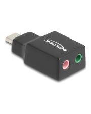 Delock Externe USB Soundkarte mit Type-C Stecker auf 2 x 3.5 mm Klinkenbuchse Plug & Play