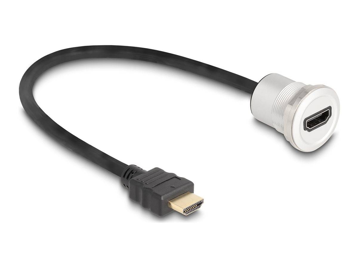 Delock - HDMI-Verlängerungskabel - HDMI männlich zu HDMI weiblich Paneel montierbar - 30 cm - Schwarz, Silber - M25 Gewi
