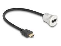 Delock - HDMI-Verlängerungskabel - HDMI männlich zu HDMI weiblich Paneel montierbar - 30 cm - Schwarz, Silber - M25 Gewi