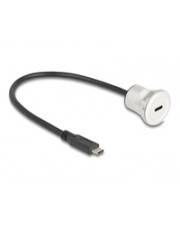 DELOCK USB10 GbpsType-C Einbaubuchse mit Kabelp. St. Alu.30m