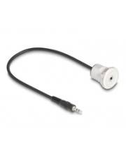 Delock Klinke 3.5 mm 3 Pin Einbaubuchse mit Kabelpeitsche Stecker 30 cm 0,3 m 3-polig Silber Schwarz