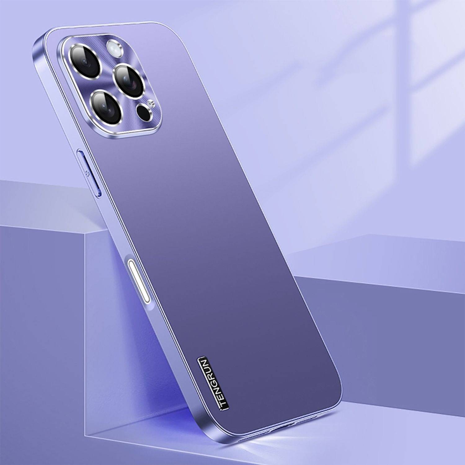 Für Apple iPhone 16 Pro Max Feinmattes Metall Design Optik Handy Hülle Case Tasche Lila