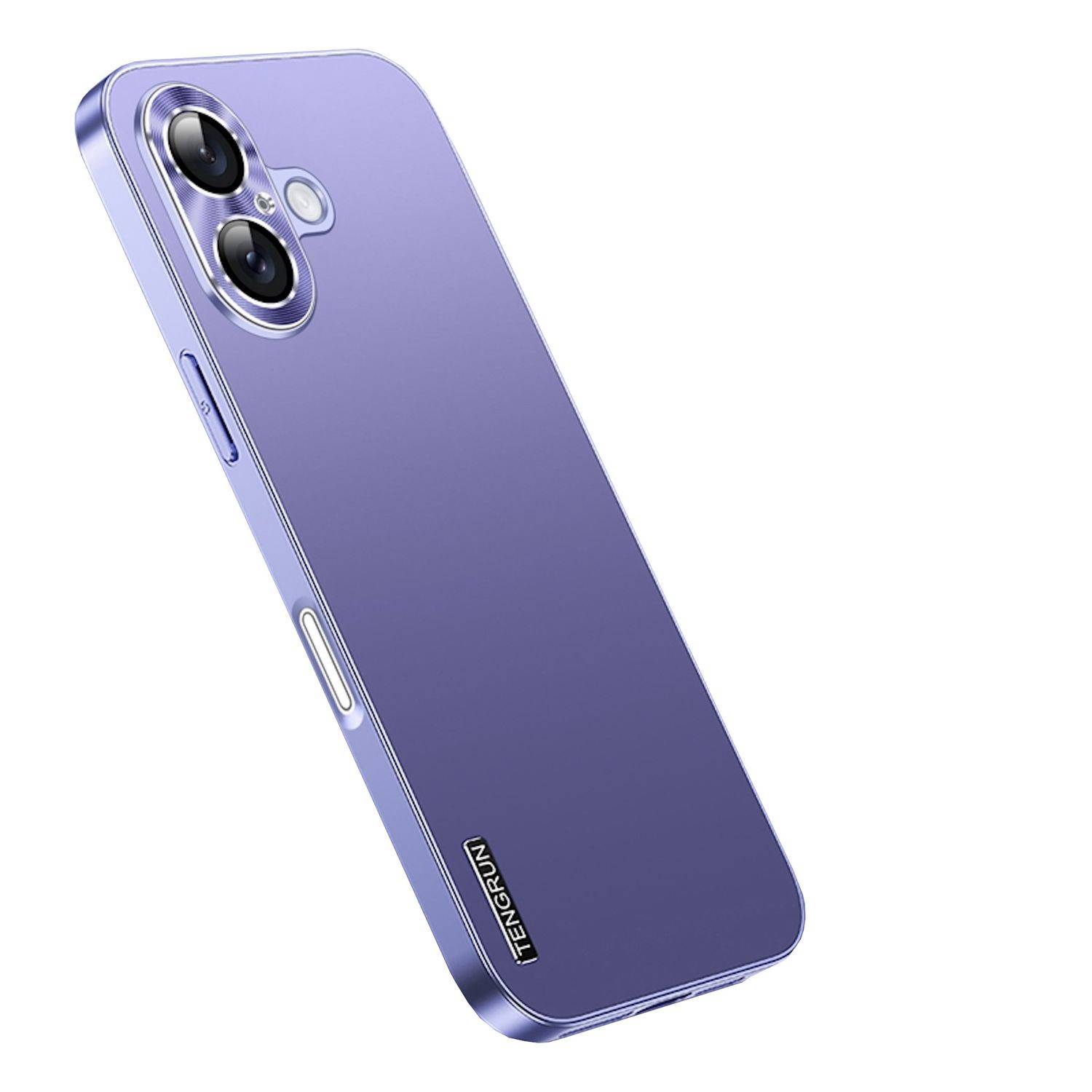 Für Apple iPhone 16 Plus Feinmattes Metall Design Optik Handy Hülle Case Tasche Lila