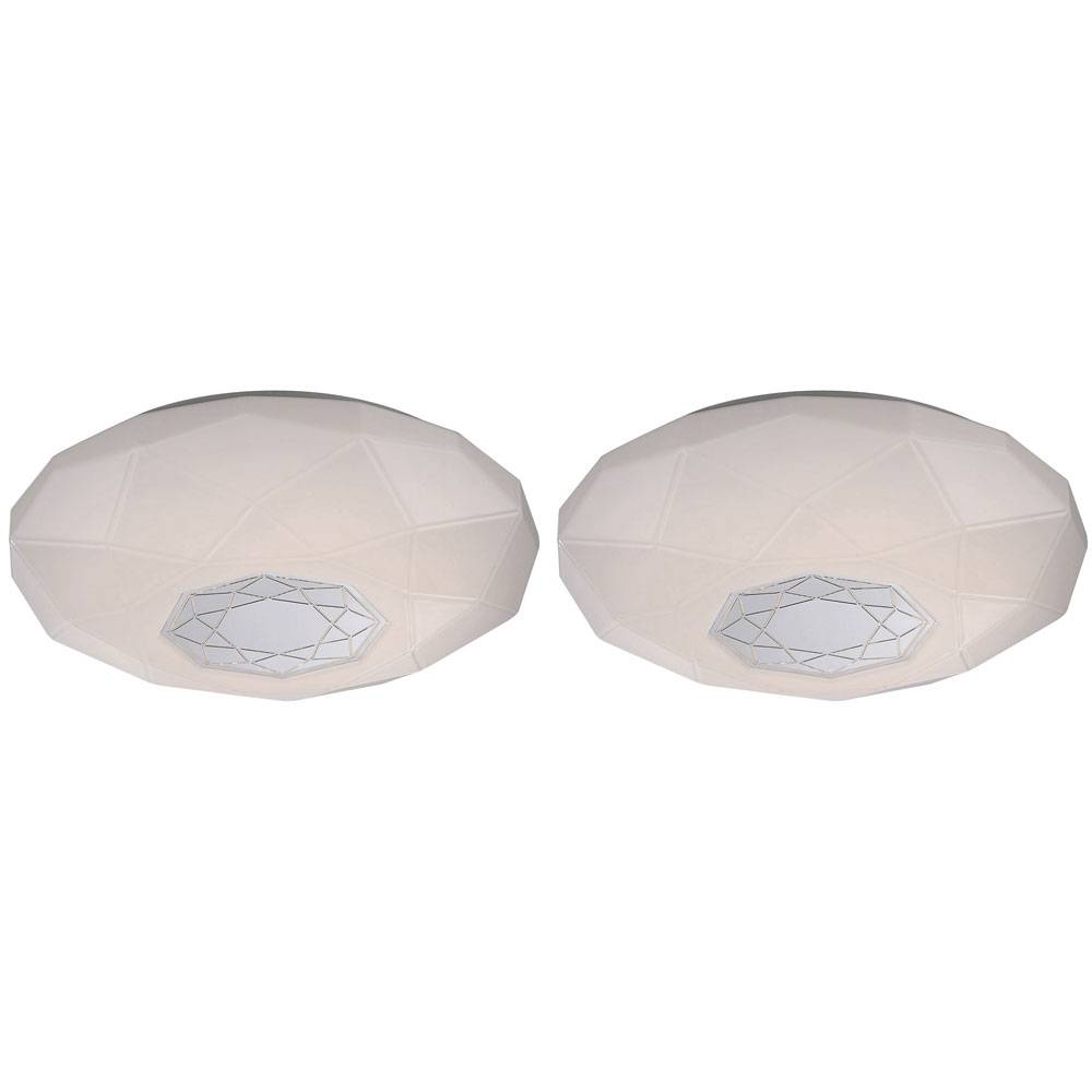 Deckenleuchte Deckenlampe Wohnzimmerlampe Esszimmerleuchte Schlafzimmerlampe, Dekor verspiegelt weiß, 1x LED 21W 1830Lm neutralweiß, DxH 40x10,5cm