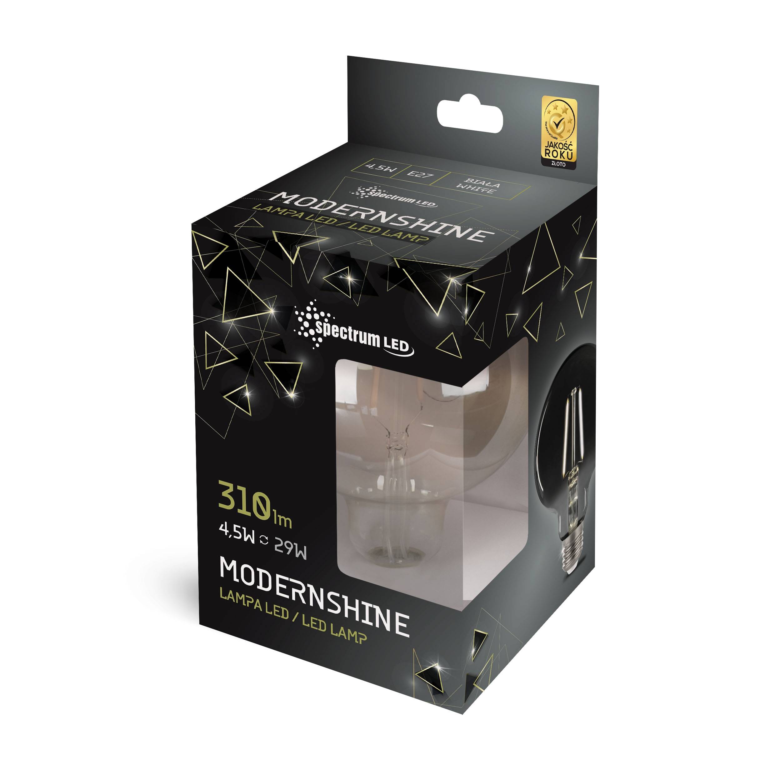 Spectrum LED E27 G95 Rauchglas 4,5W = 29W Modernshine 230V 310lm Globe 270° Neutral 4000K