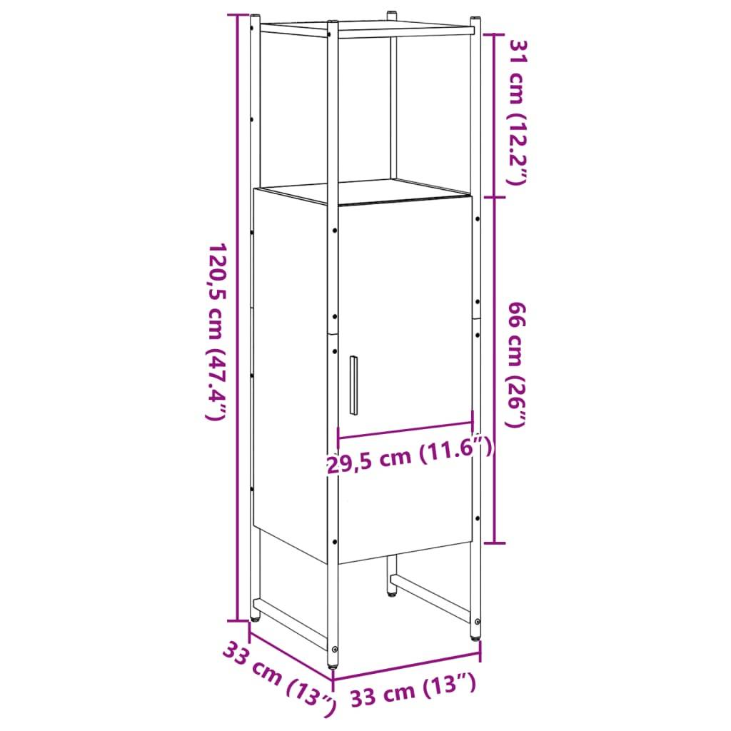 vidaXL Badschrank Artisan-Eiche 33x33x120,5 cm Holzwerkstoff
