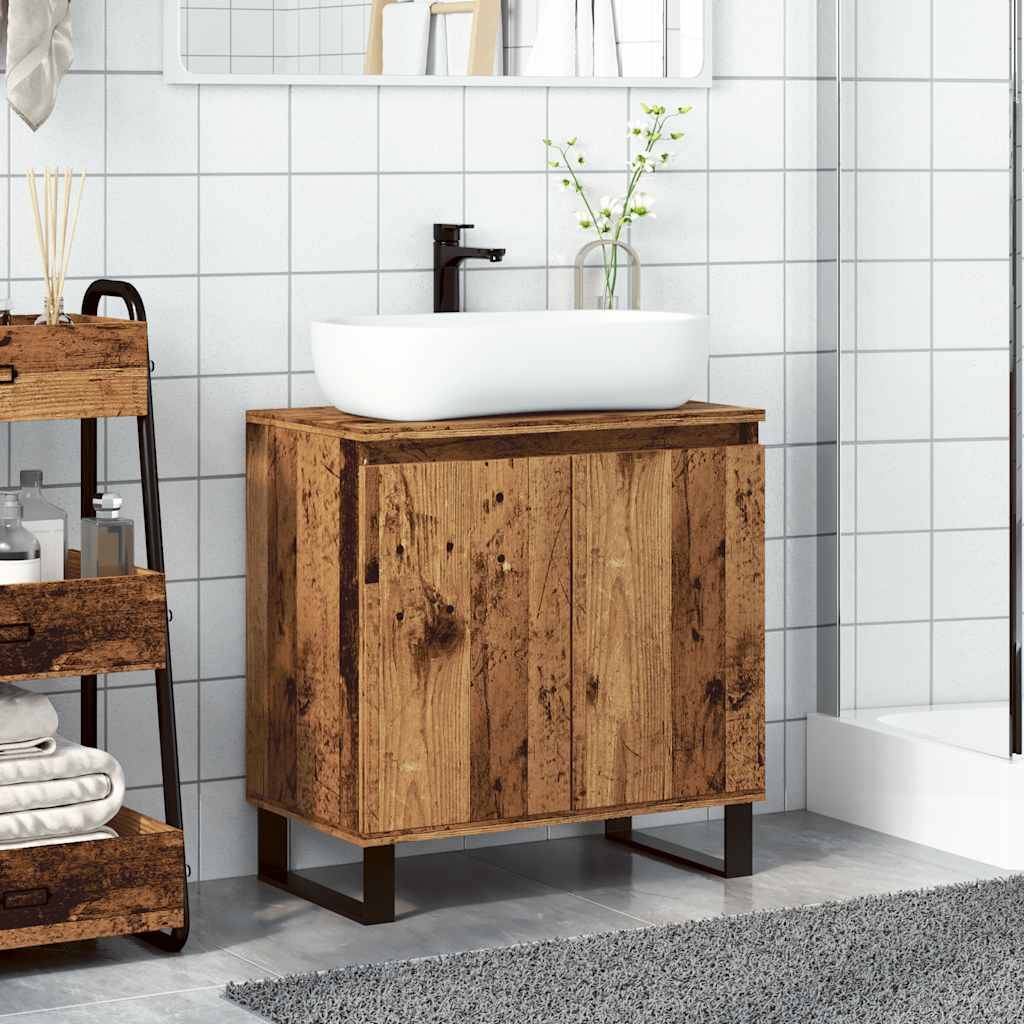 vidaXL Badschrank Altholz-Optik 58x33x60 cm Holzwerkstoff