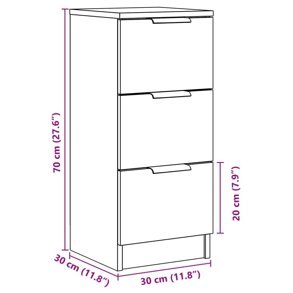 vidaXL Sideboard Artisan-Eiche 30x30x70 cm Holzwerkstoff